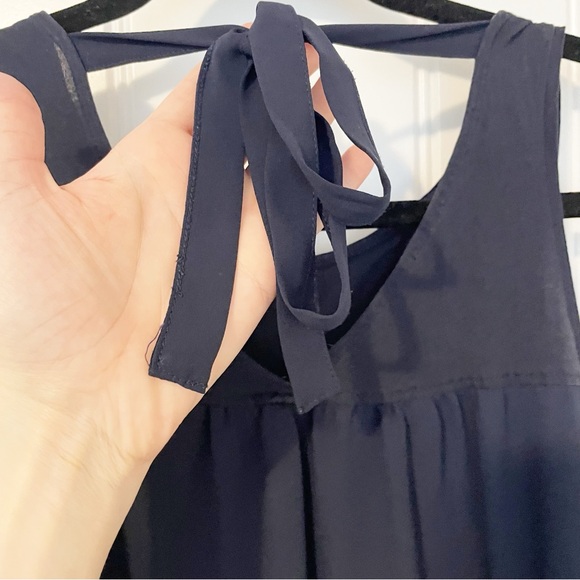 LOFT Navy Blue Tie Back Tank Top with Sheer Fabric Back Size Small - Picture 4 of 7